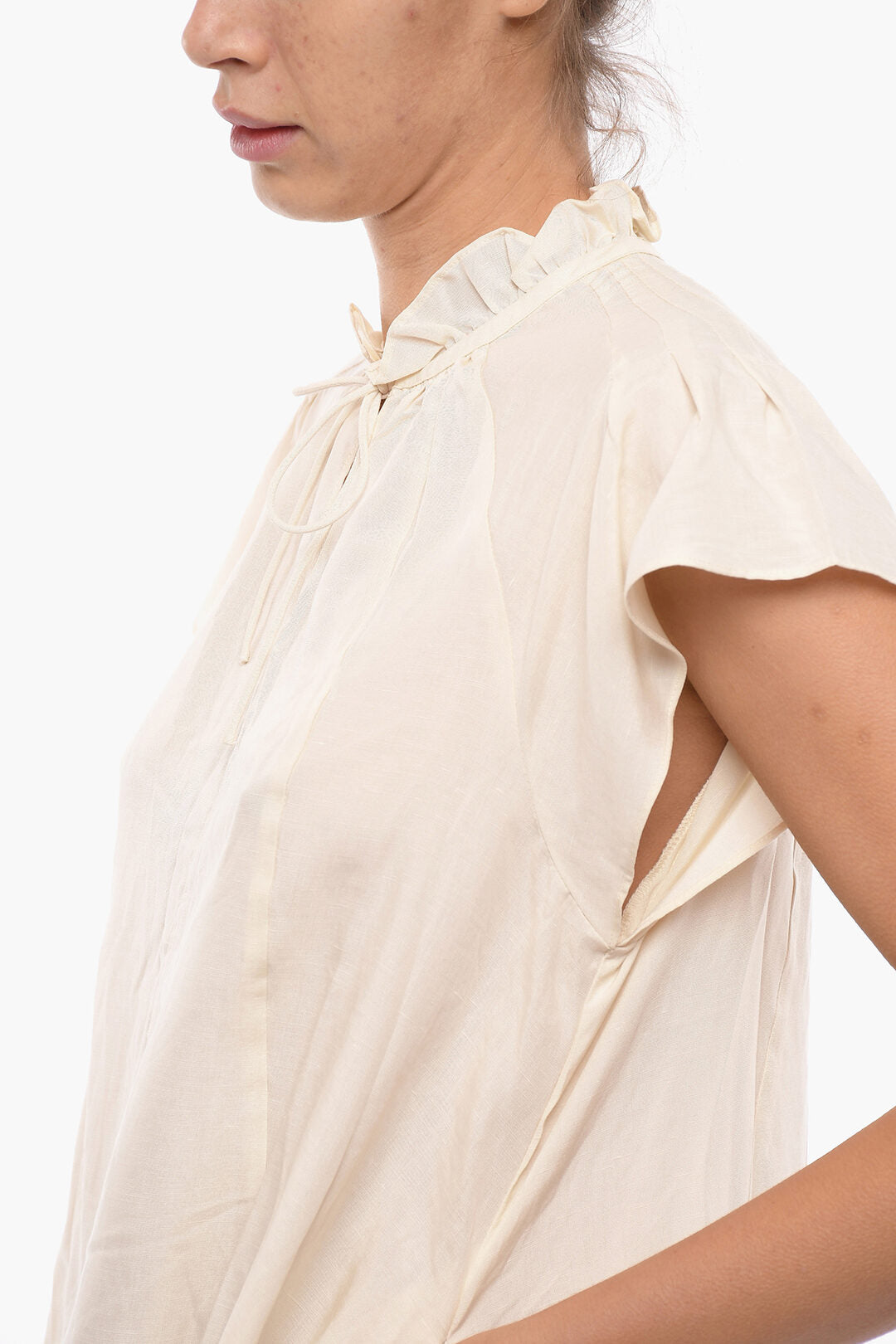 Samsoe Samsoe 2500~Flared Dress KAROOKH with Short Raglan Sleeve and Ruffle Collar, view 2
