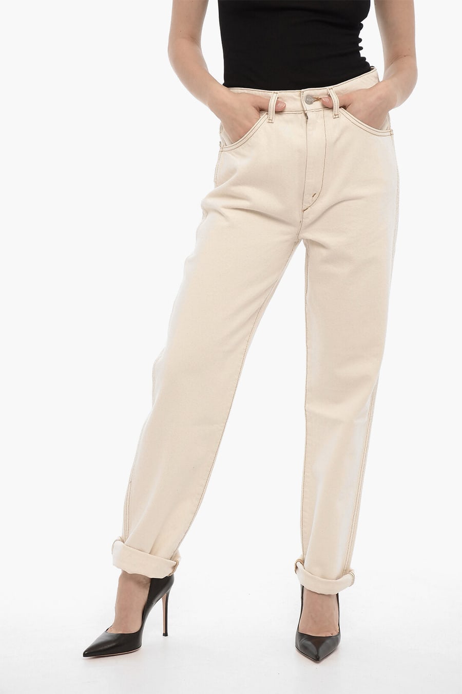 Re/Done 2500~High-Rise Jeans with Visible Topstitching 20cm
