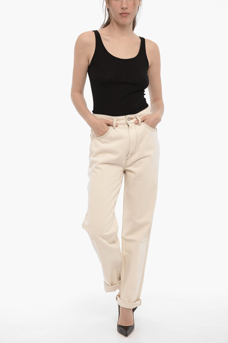 Re/Done 2500~High-Rise Jeans with Visible Topstitching 20cm, view 4