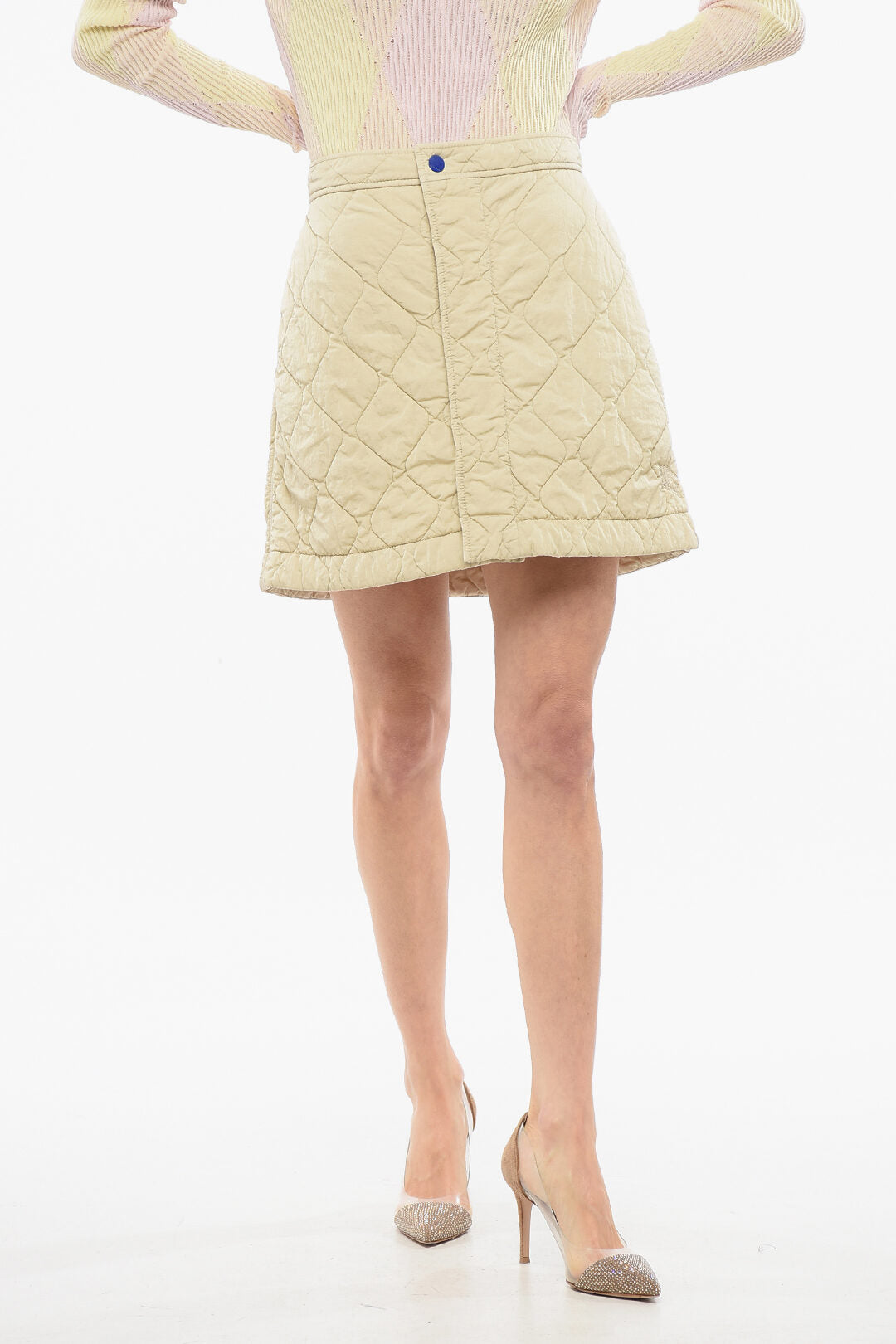 Burberry 2500~Quilted Mini Skirt with Hidden Button Closure