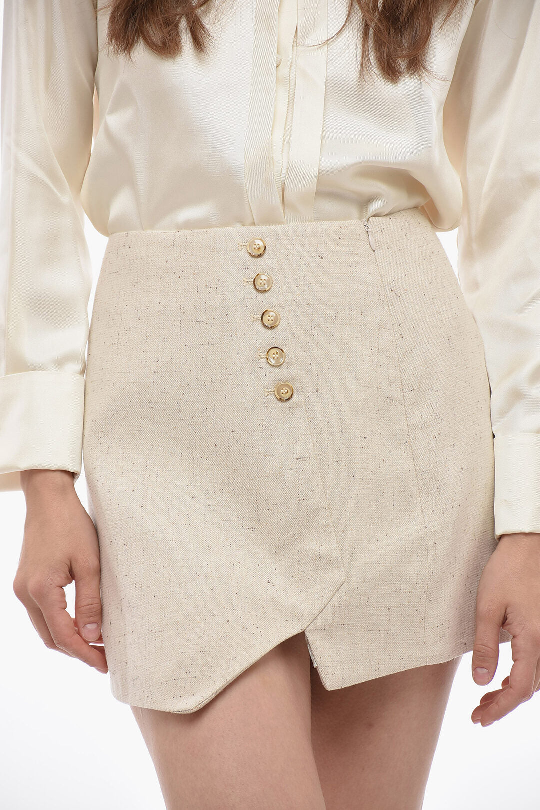 The Garment 2500~Tweed Miniskirt TARANTO with Decorative Buttons, view 2