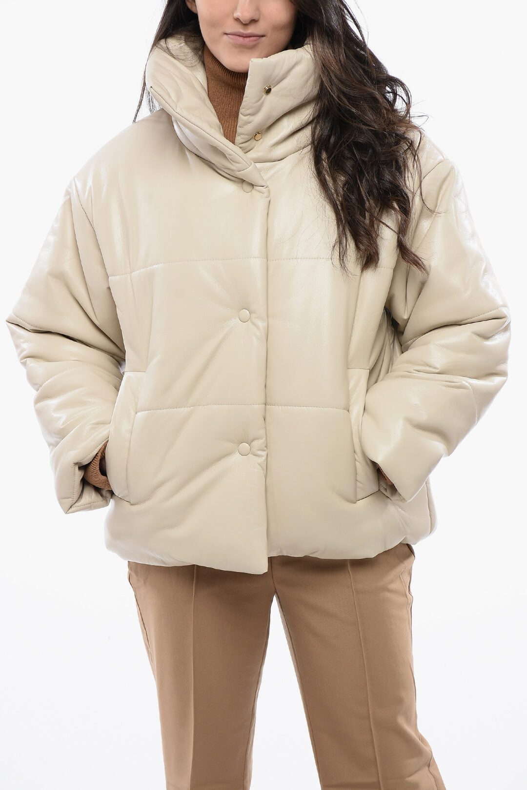 Nanushka 2500~Vegan Leather Jacket HIDE with Snap Buttons