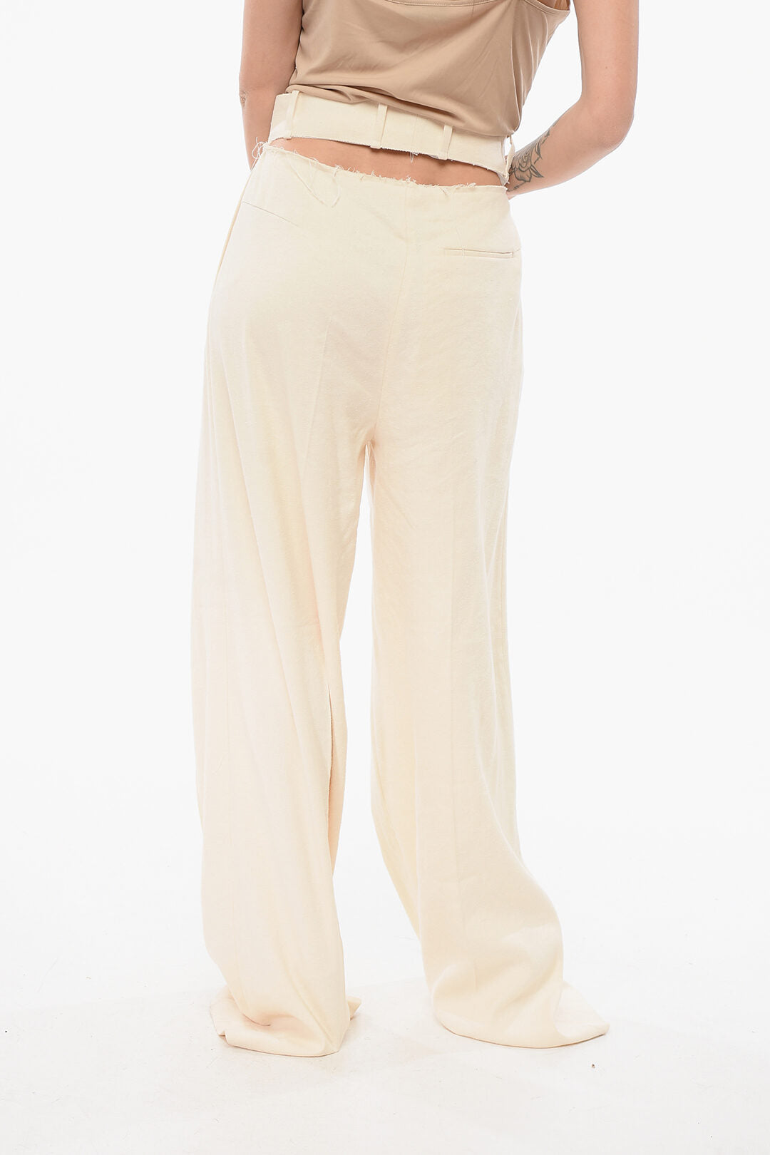 Quira 2500~Wide-Leg Trousers PEEK-A-BOO with Raw-Edge Cut-Outs, view 2