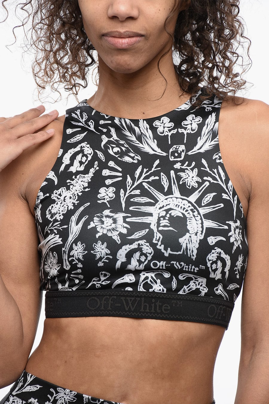 Off-White 2550~Active Top with Old-School Pattern and Branded Elastic, view 3