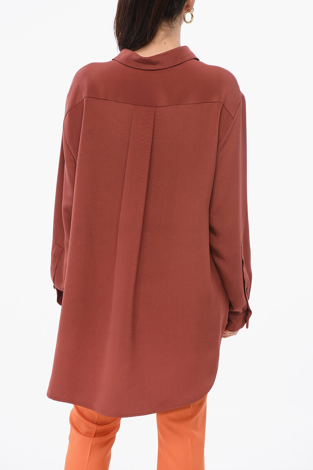 Super Blond 2550~Asymmetric Oversized Silk Shirt, view 2