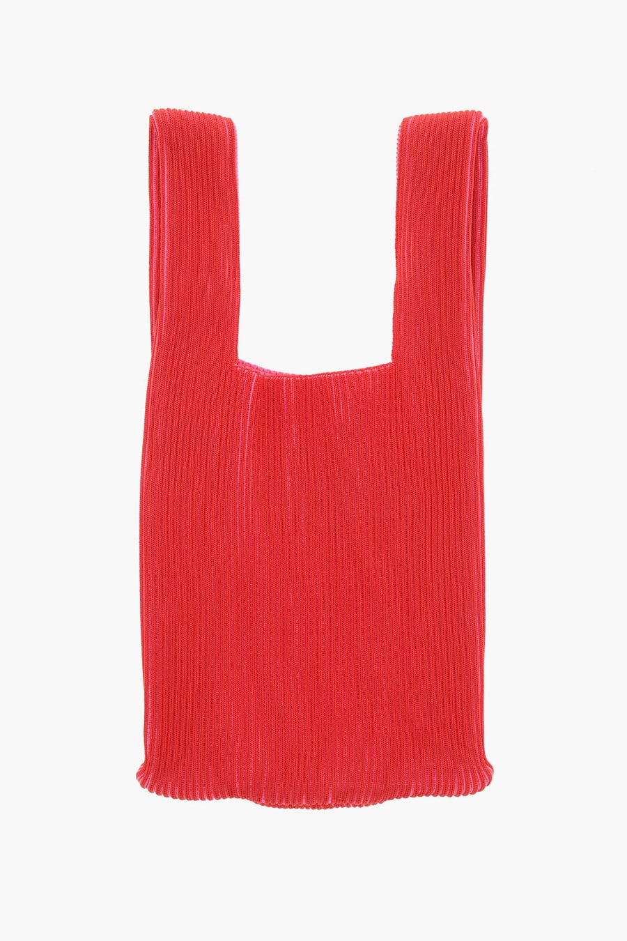 Last Frame 2550~Bicolour Knit Tote Bag with Vegan Leather Shoulder Strap, view 2