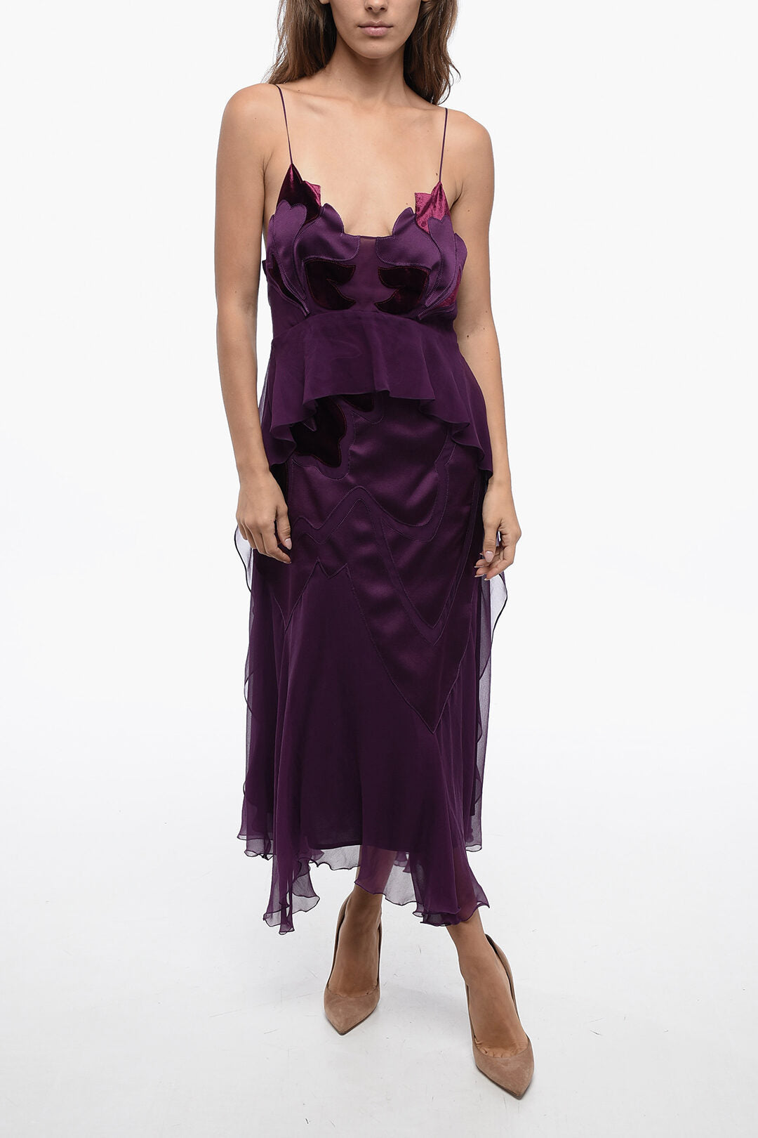 Alberta Ferretti 2550~Chiffon Sleeping Dress with Applied Motif