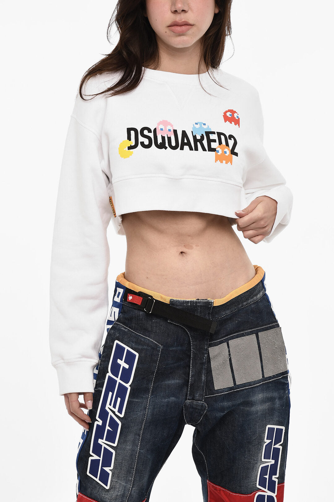 Dsquared2 2550~Crop Crewneck Sweatshirt Pac-Man