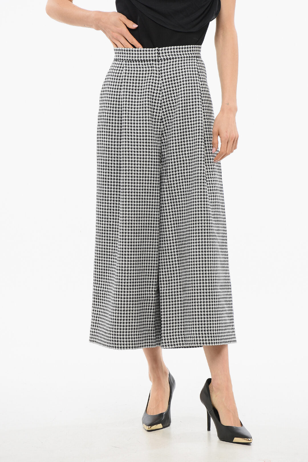 Viktor & Rolf 2550~Cropped Houndstooth Trousers with Pleats