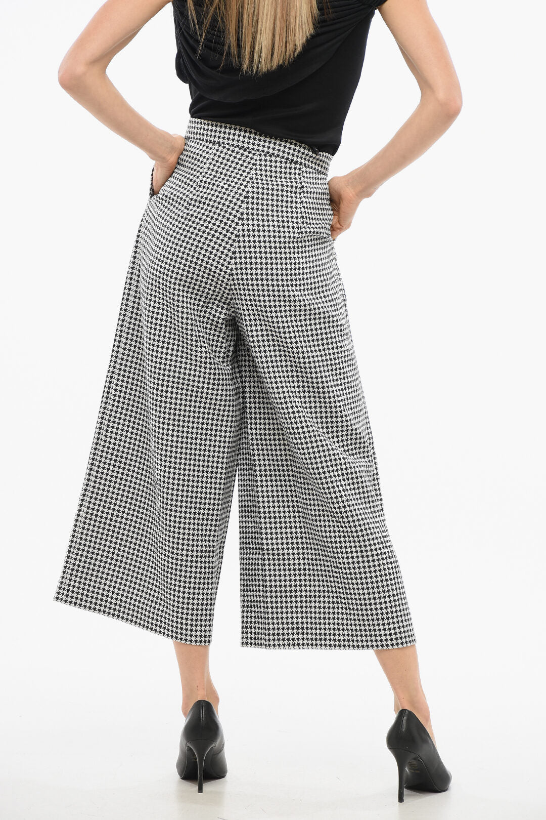 Viktor & Rolf 2550~Cropped Houndstooth Trousers with Pleats, view 2