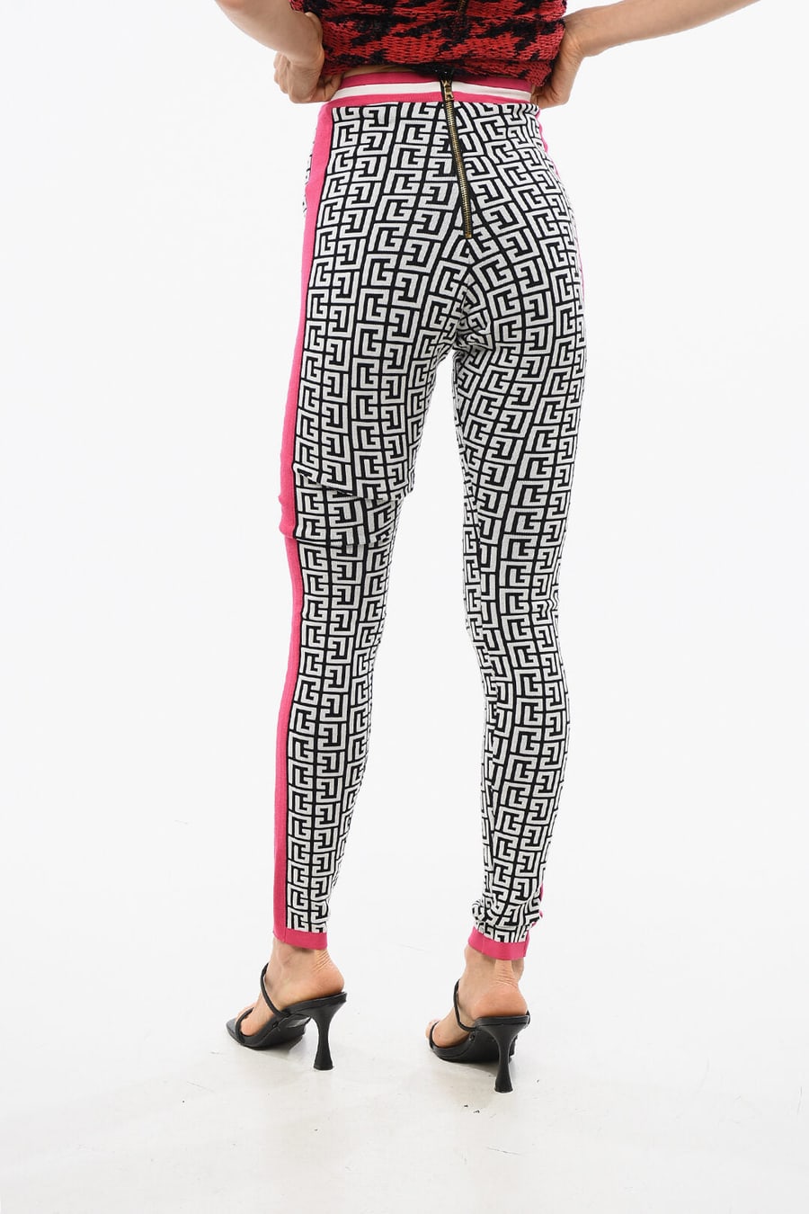 Balmain 2550~Knit Leggings with Monogram Pattern