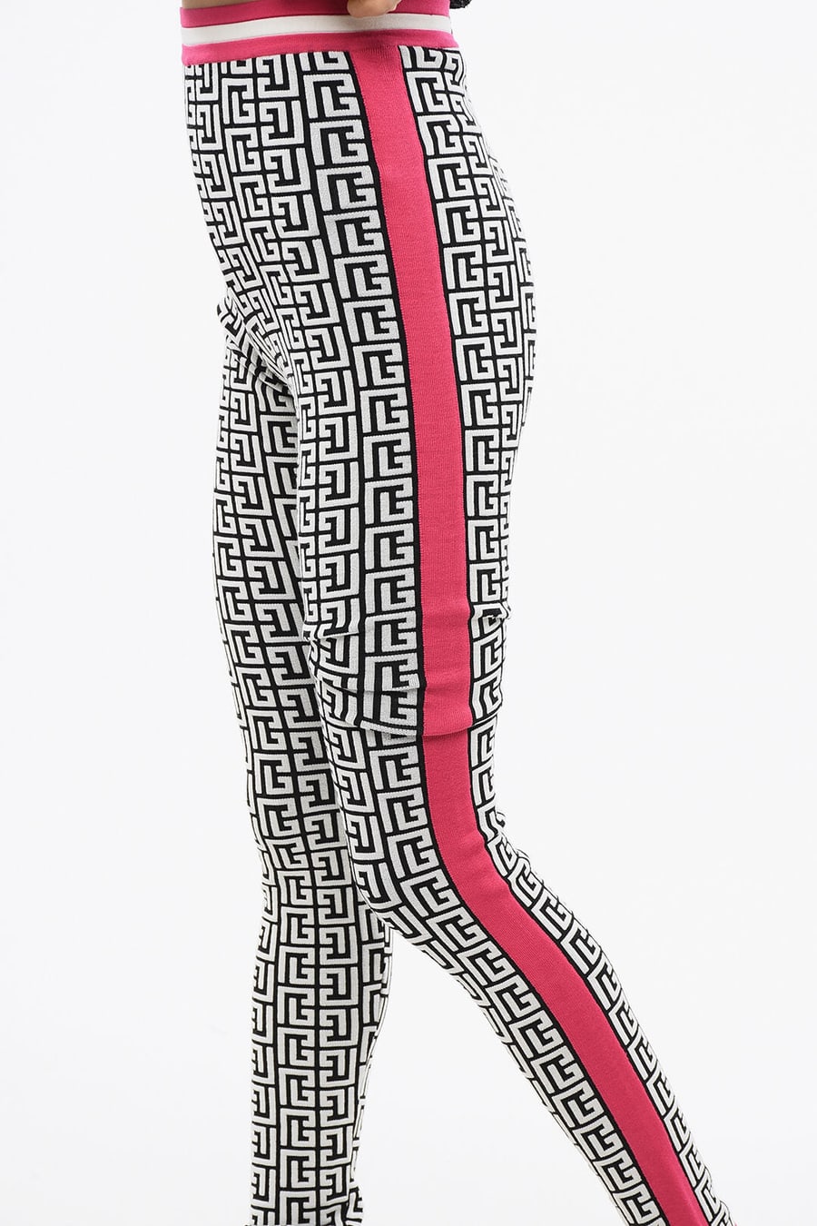 Balmain 2550~Knit Leggings with Monogram Pattern, view 3