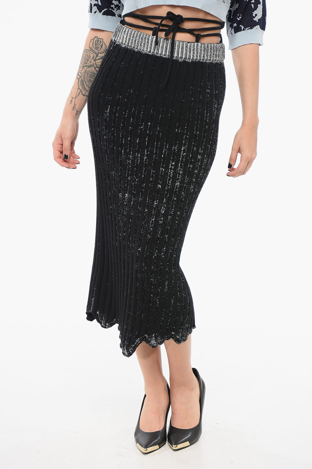 Acne Studios 2550~Knit Pencil Skirt with Cord