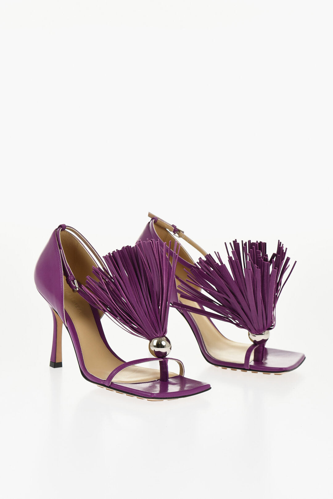 Bottega Veneta 2550~Leather Sandals LOUNGE with Fringed Detail 9cm
