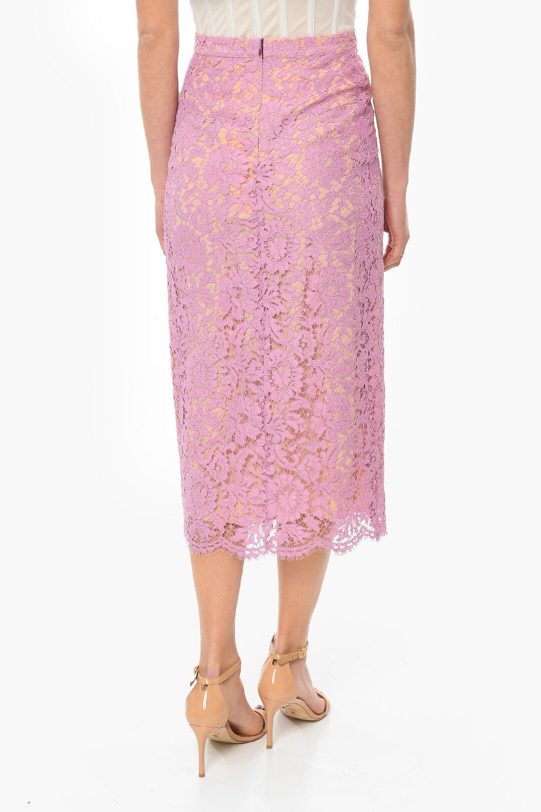 Super Blond 2550~Long Lace Skirt with Slip and Front Slit, view 2