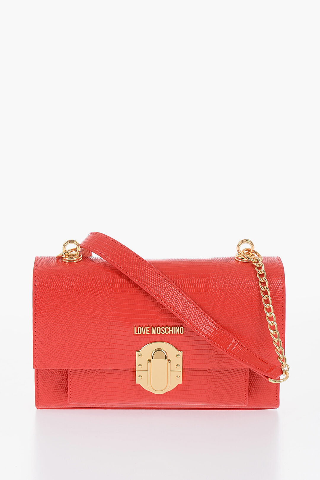 Moschino 2550~LOVE Faux Leather Shoulder Bag with Metal Magnetic Closure