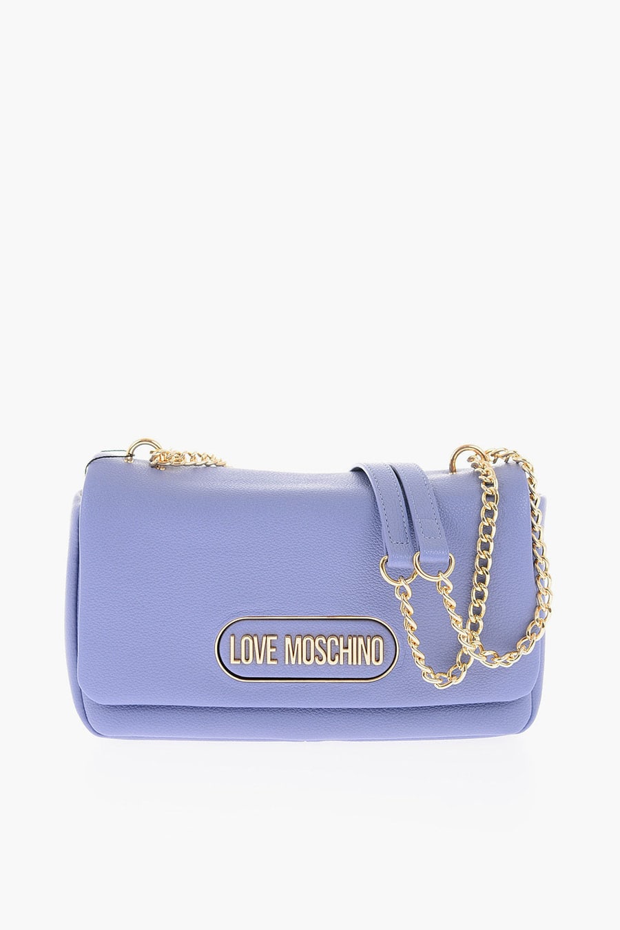 Moschino 2550~LOVE Pebbled Faux Leather Shoulder Bag with Gold Logo