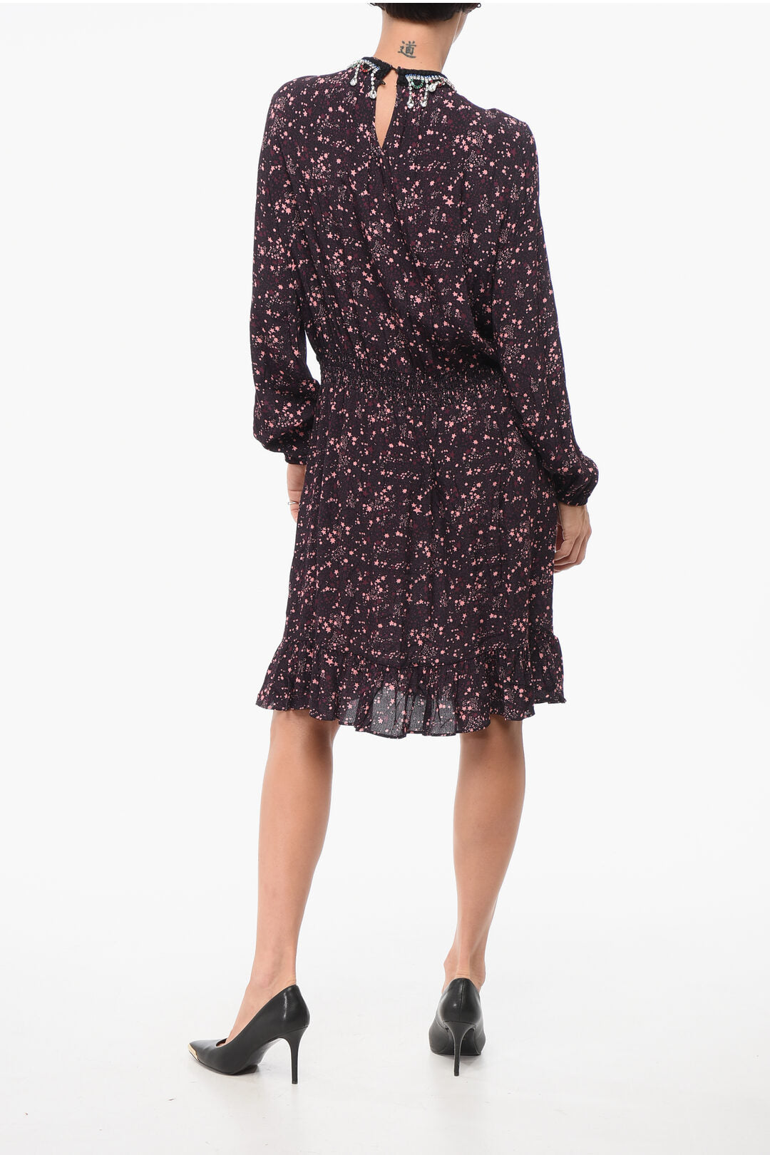 Dsquared2 2550~Pleated Dress with Strass Collar, view 2