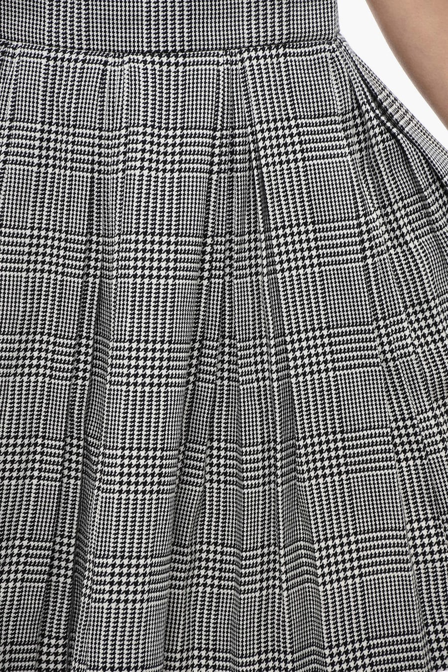 Balmain 2550~Pleated Virgin Wool-Blend Miniskirt with District Check Pattern, view 3