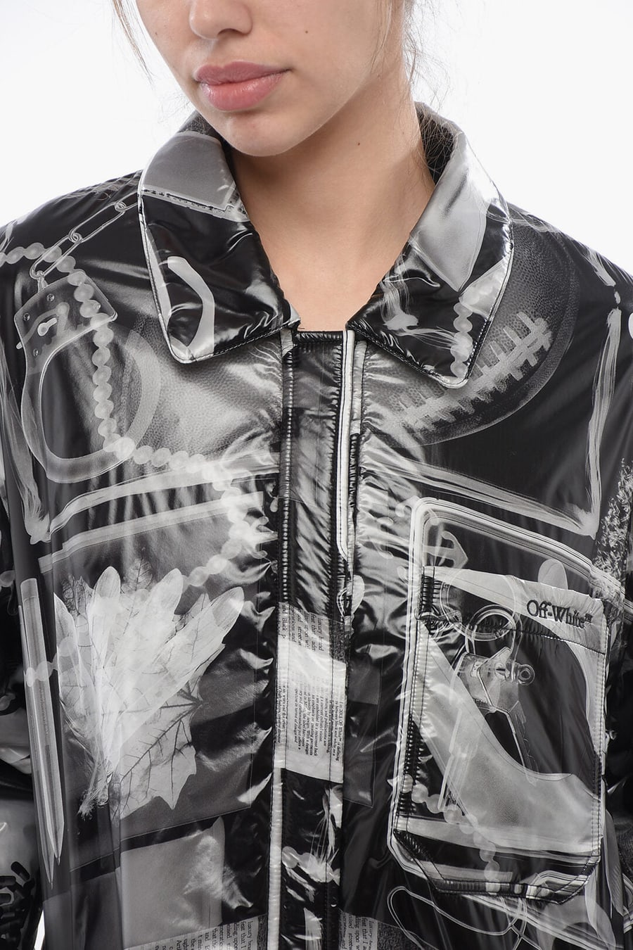 Off-White 2550~Printed Nylon Padded Windbreaker Jacket XRAY