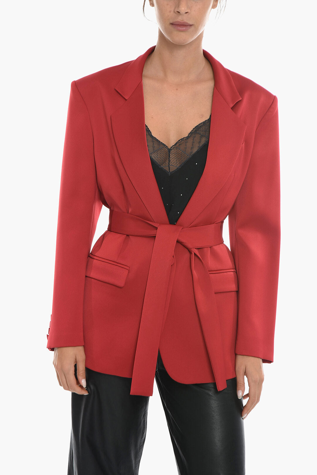 Hebe Studio 2550~Satin Single-Breasted Jacket LOVER With Belt