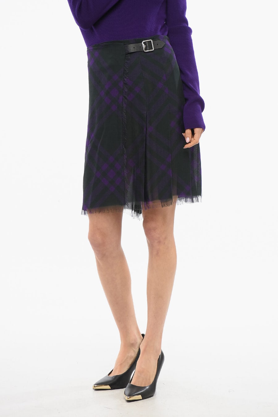 Burberry 2550~Silk Wrap Skirt with Pleats