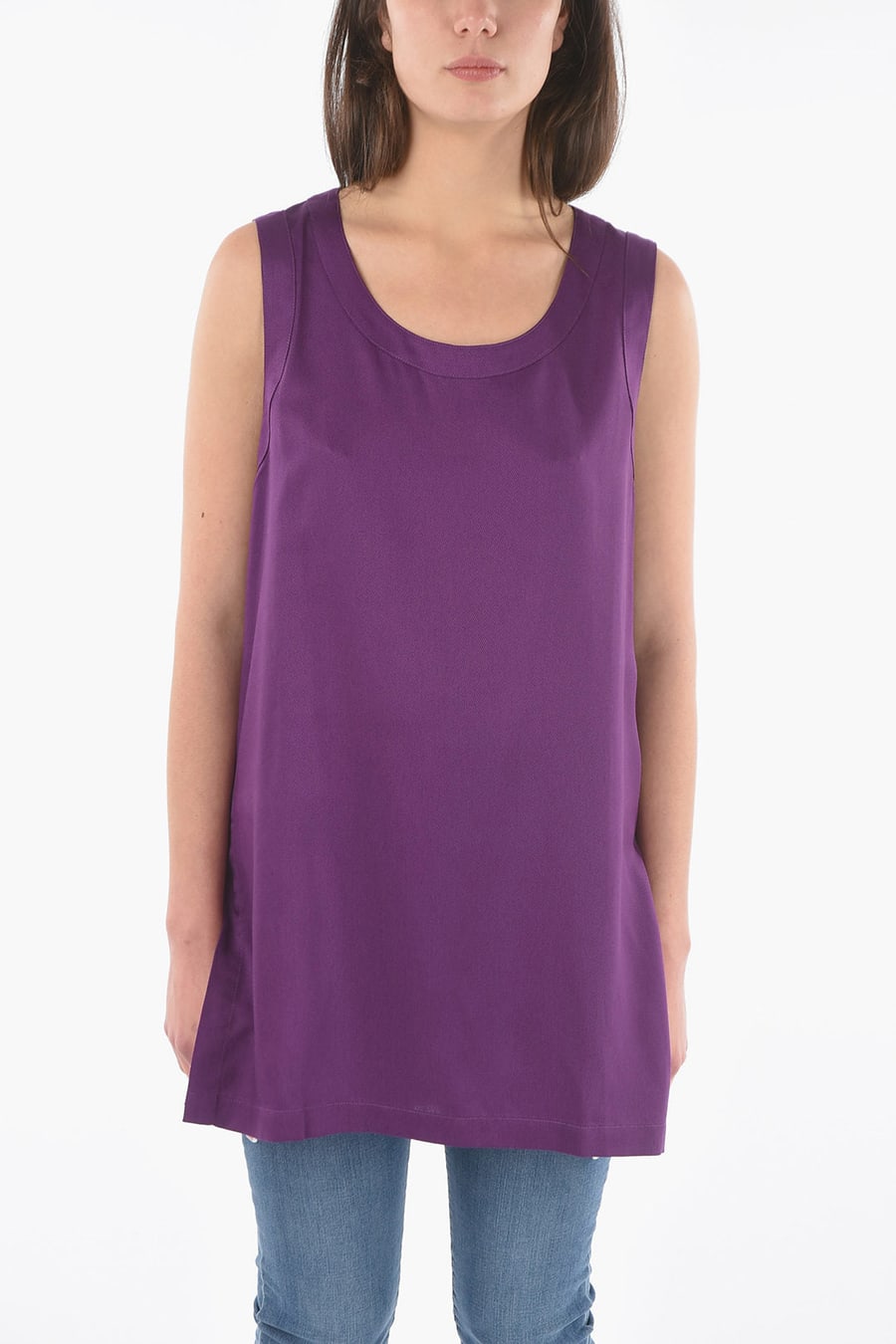 Woolrich 2550~Solid Maxi Top with Side Slits