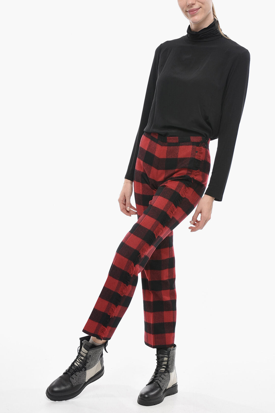 Woolrich 2550~Stretch Wool Pants with Checked Pattern