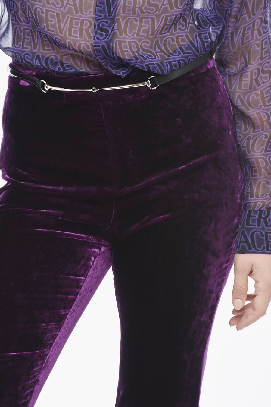 Gucci 2550~Velour Trousers with Ruching, view 3