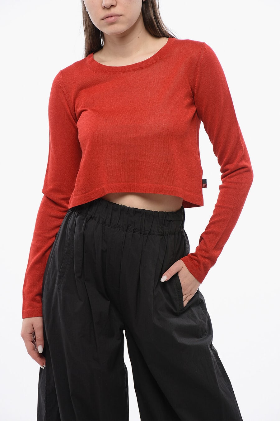 Woolrich 2550~Viscose-Blend Crewneck Crop Top