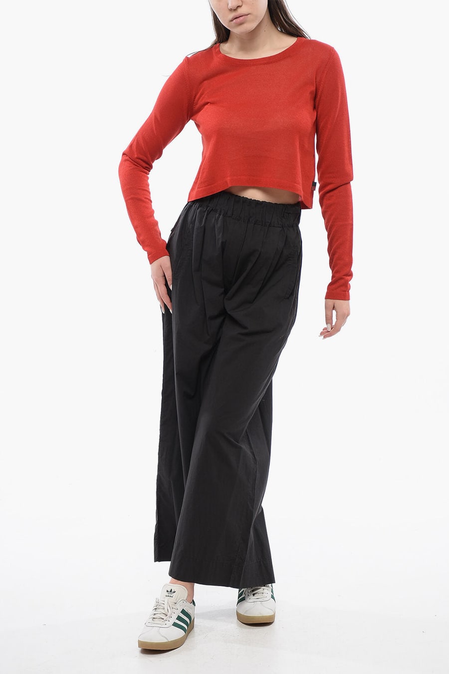 Woolrich 2550~Viscose-Blend Crewneck Crop Top, view 4