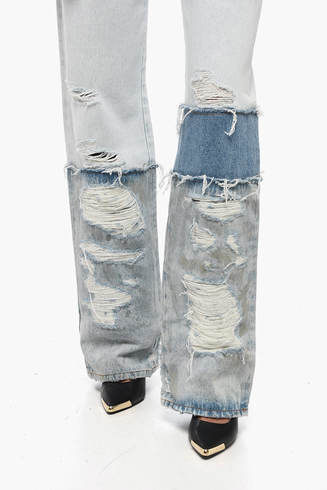 Heron Preston 2750~Cotton Boyfriend-Fit Jeans with 24cm Contrast Bands