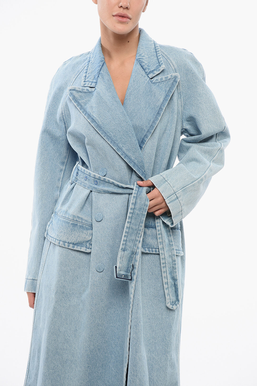 Dries Van Noten 2750~Double-Breasted Denim Coat with Citnura