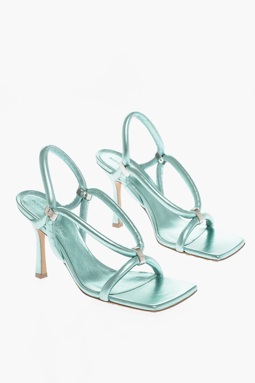 Bottega Veneta 2750~Metallic Effect Leather Sandals 9 cm