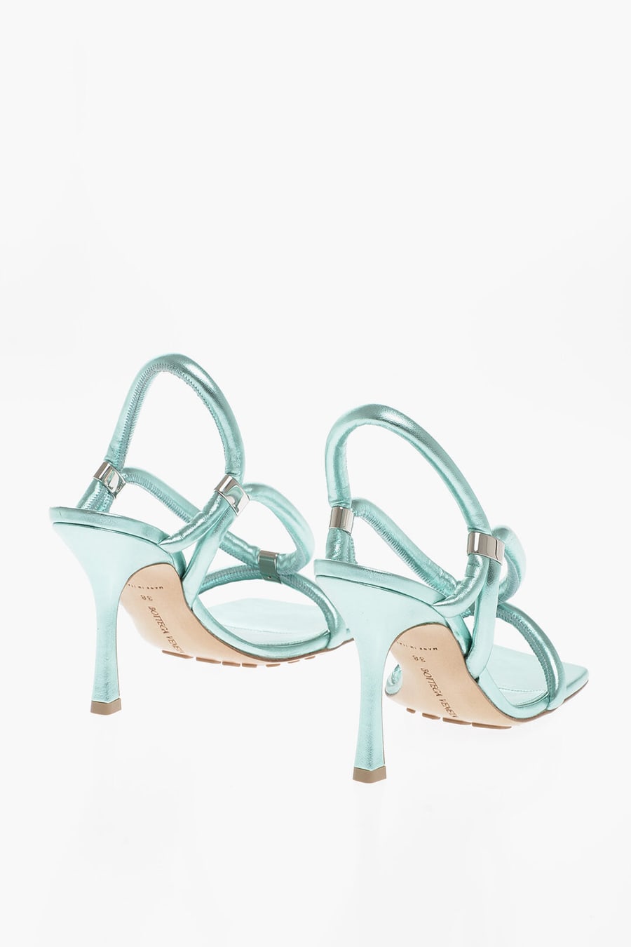 Bottega Veneta 2750~Metallic Effect Leather Sandals 9 cm, view 2