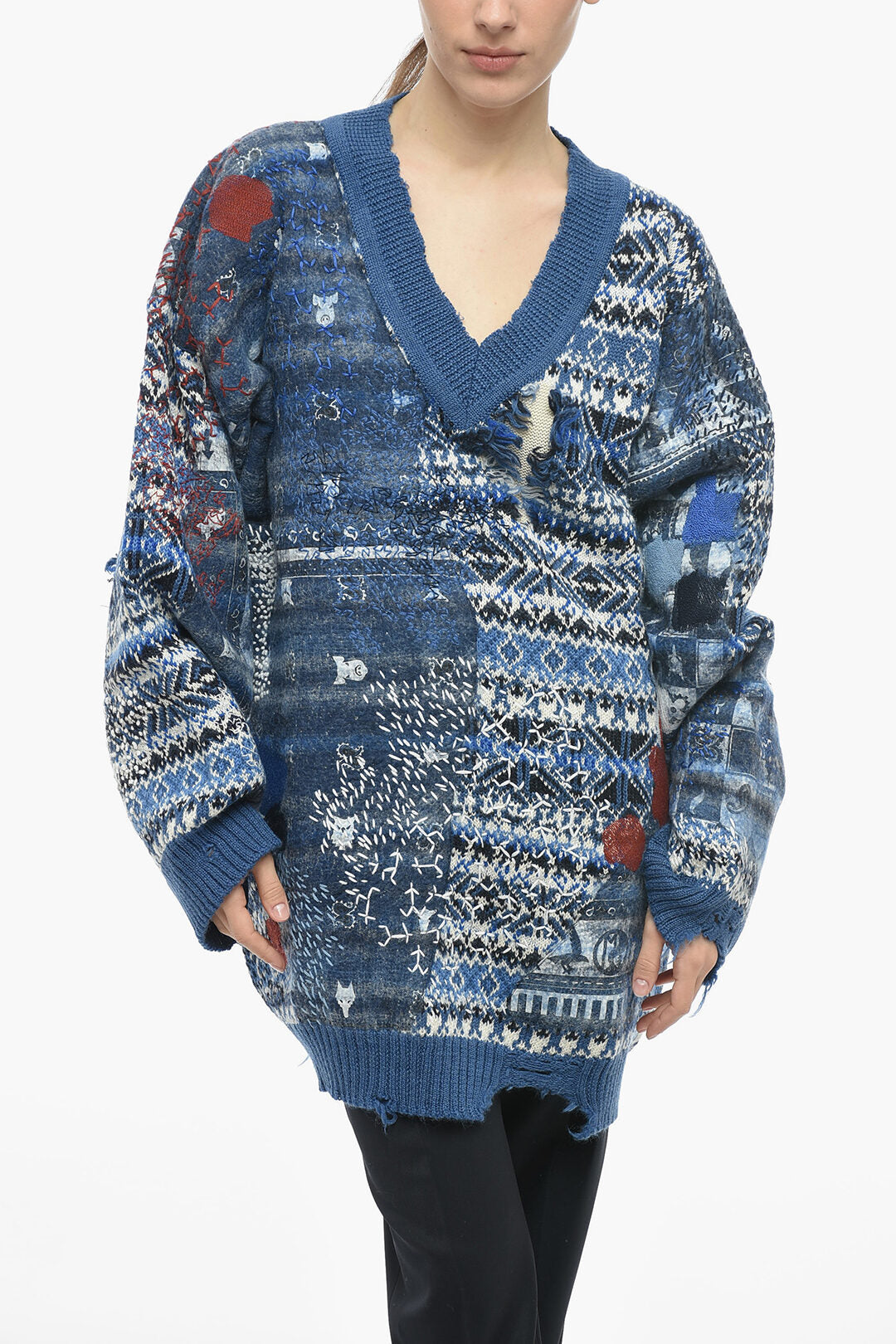 Maison Margiela 2750~MM0 Mixed Wool Pullover with V Neck