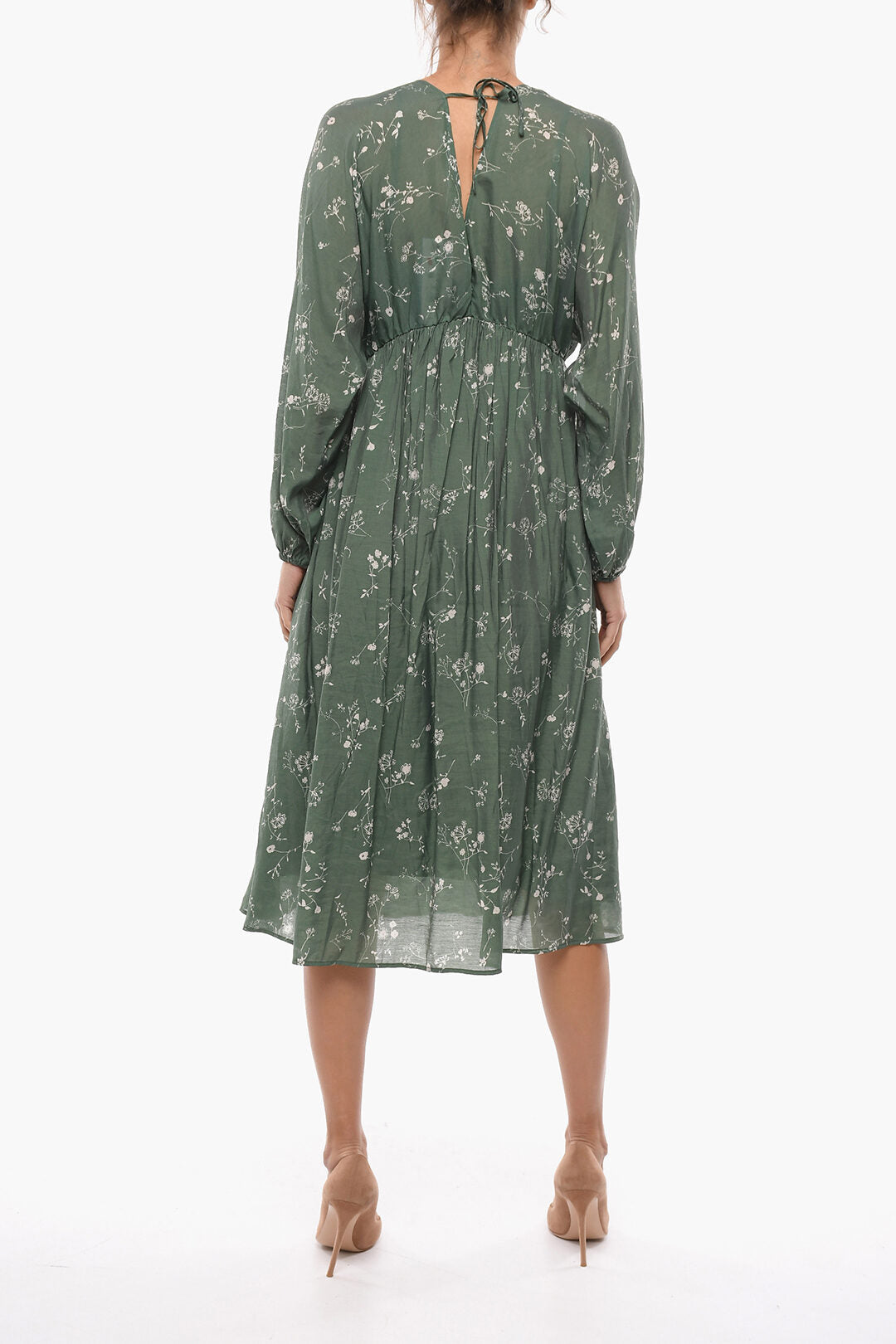 Samsoe Samsoe 2800~Maxi Empire-Style Dress GERTRUD In Floral Pattern With Puff Sleeve, view 2