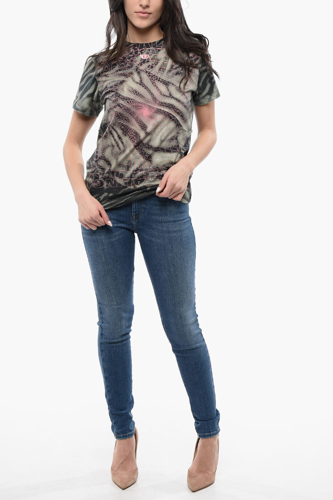Diesel 2800~RED TAG Crewneck T-shirt T-REGS-N6 Tie-Dye Effect