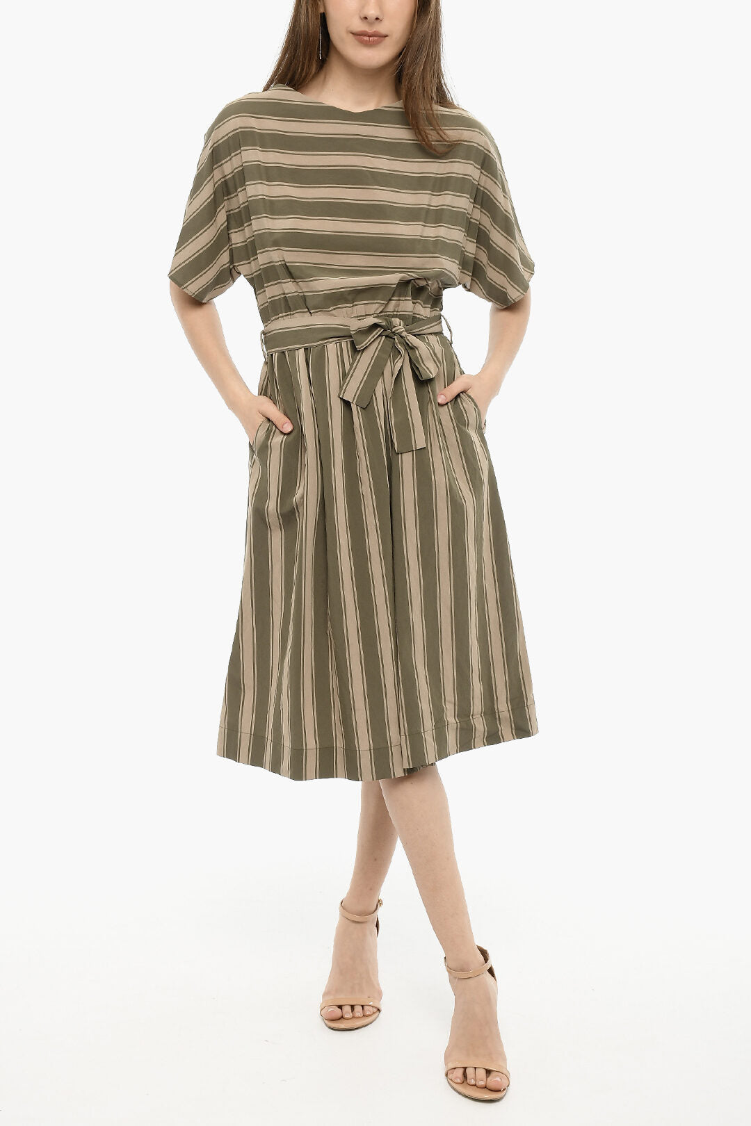 Woolrich 2850~Bayadere-Striped Maxi Dress SCULLY with Belt