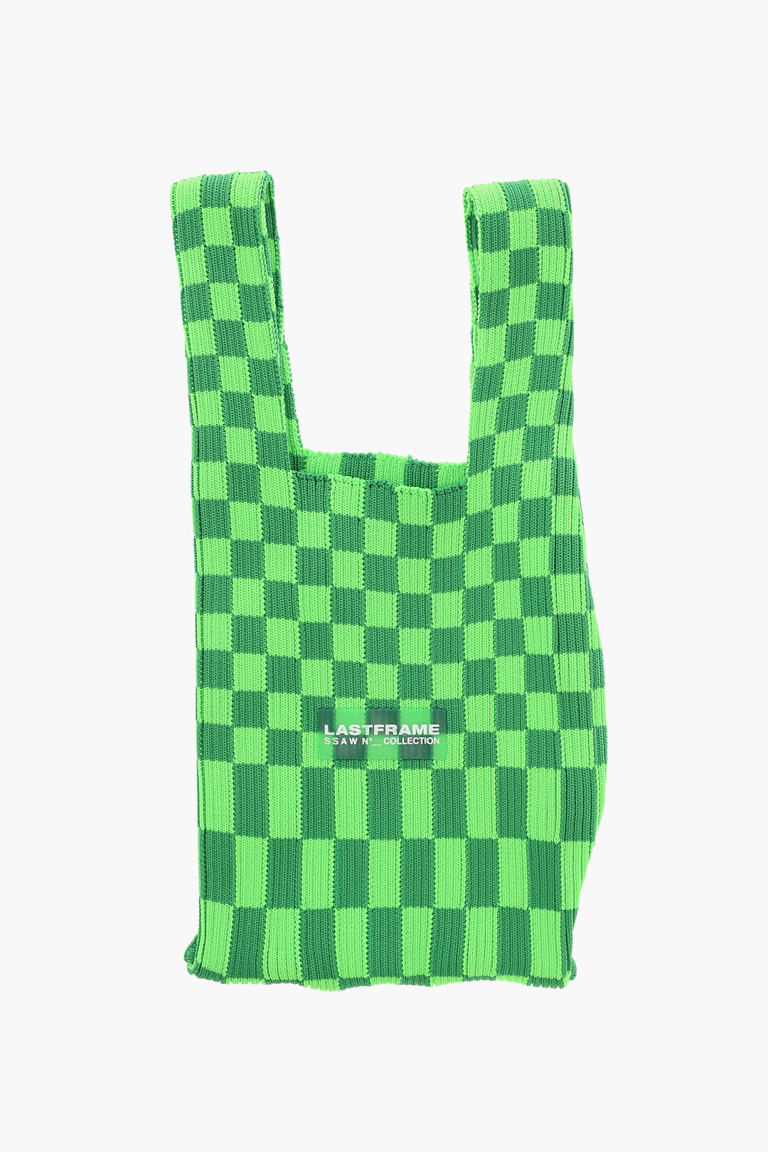 Last Frame 2850~Bicolour Checked Knit Tote Bag