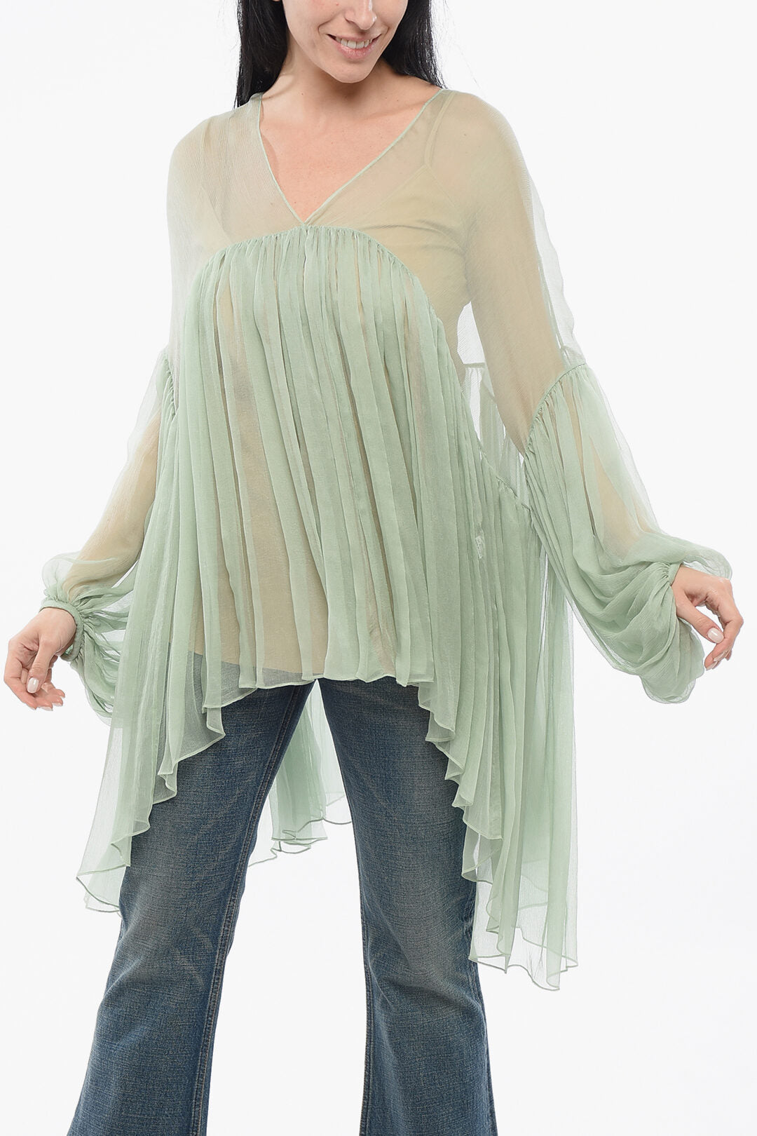 Super Blond 2850~Chiffon Dress with Plissé Details