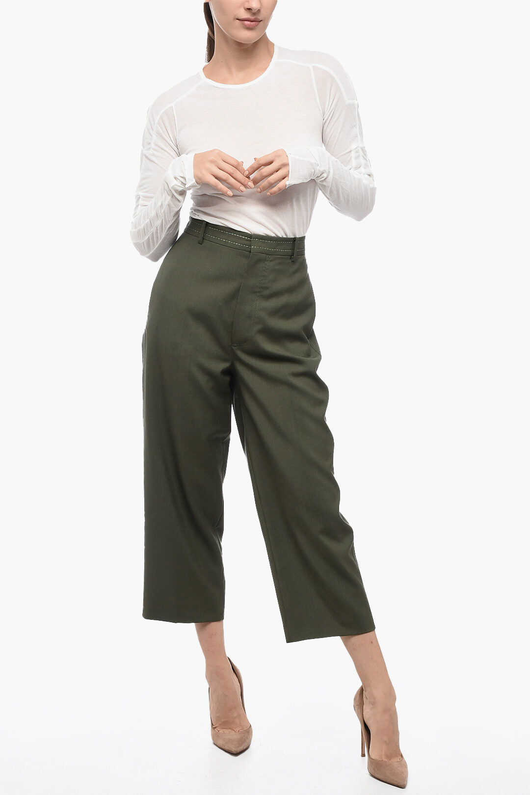 Marni 2850~Cropped TROPICAL Trousers with Topstitching
