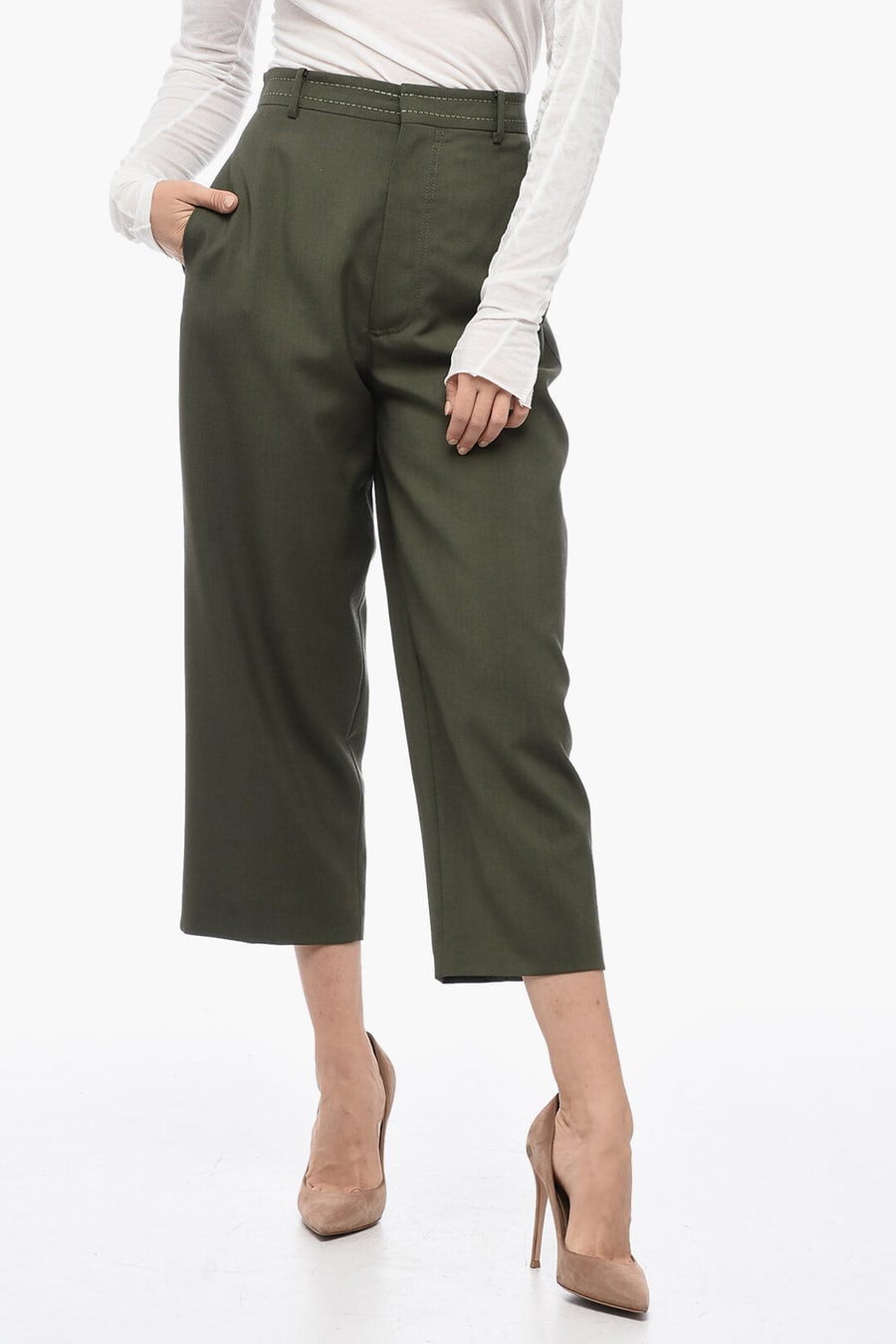 Marni 2850~Cropped TROPICAL Trousers with Topstitching