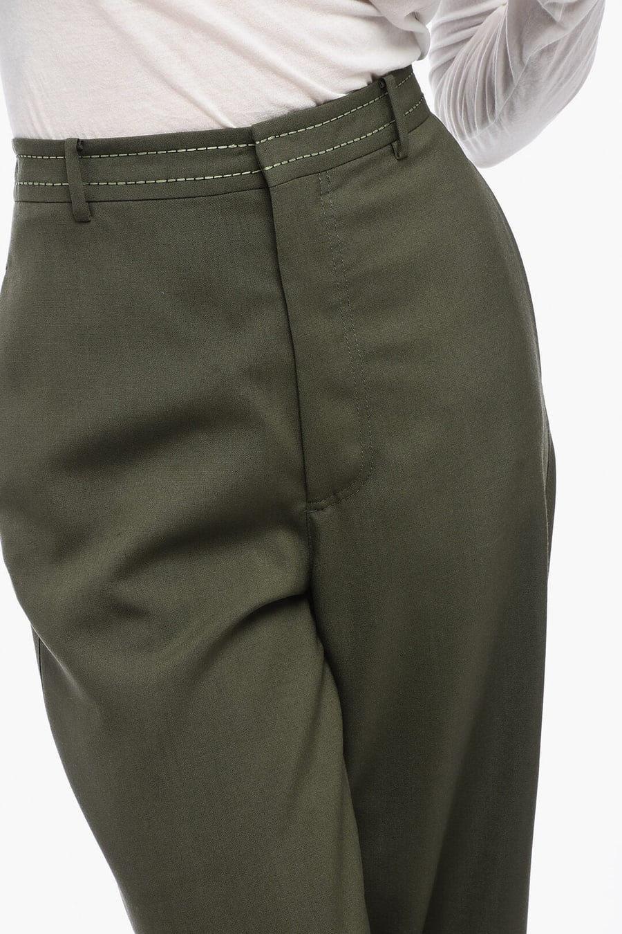 Marni 2850~Cropped TROPICAL Trousers with Topstitching, view 3