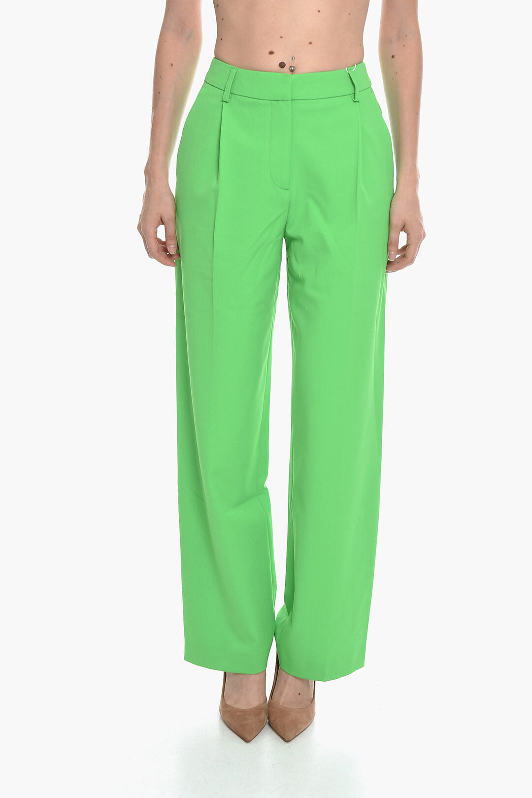 Samsoe Samsoe 2850~Flared High-Waisted Trousers PAOLA with Single Pleat