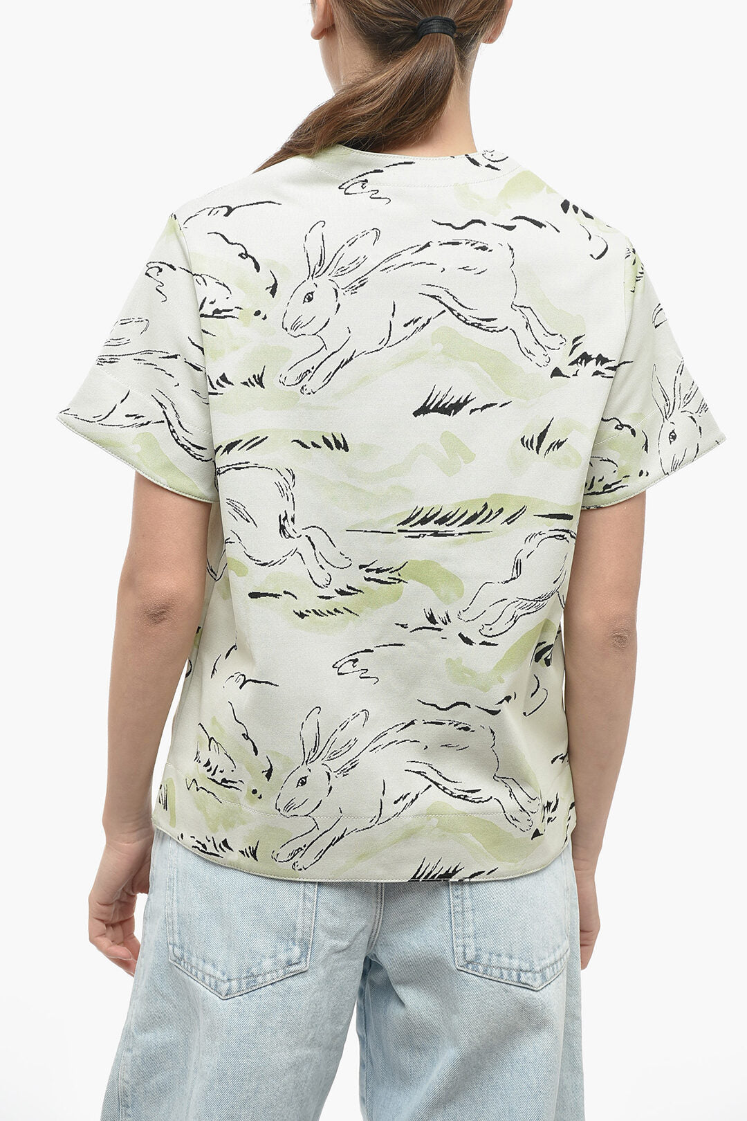 Jil Sander 2850~Jersey Jacquard T-Shirt RABBIT with Shoulder Zip, view 2