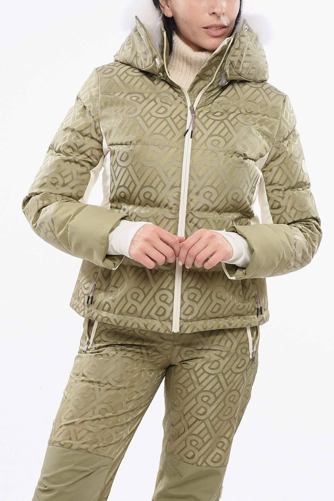 Yves Salomon 2850~Monogram Ski Jacket with Fur
