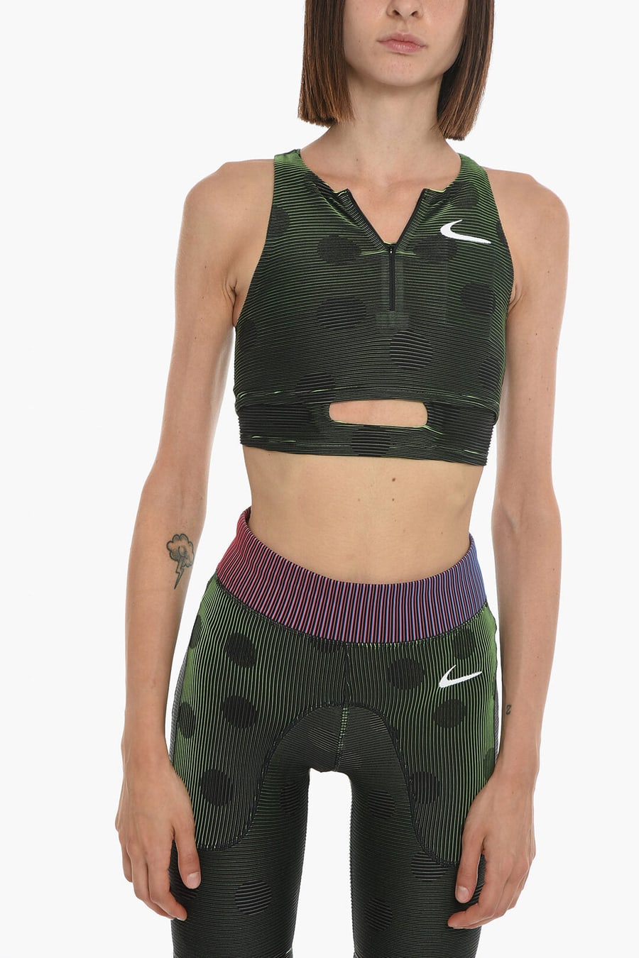 Off-White 2850~NIKE Active Double-Layer Striped Top