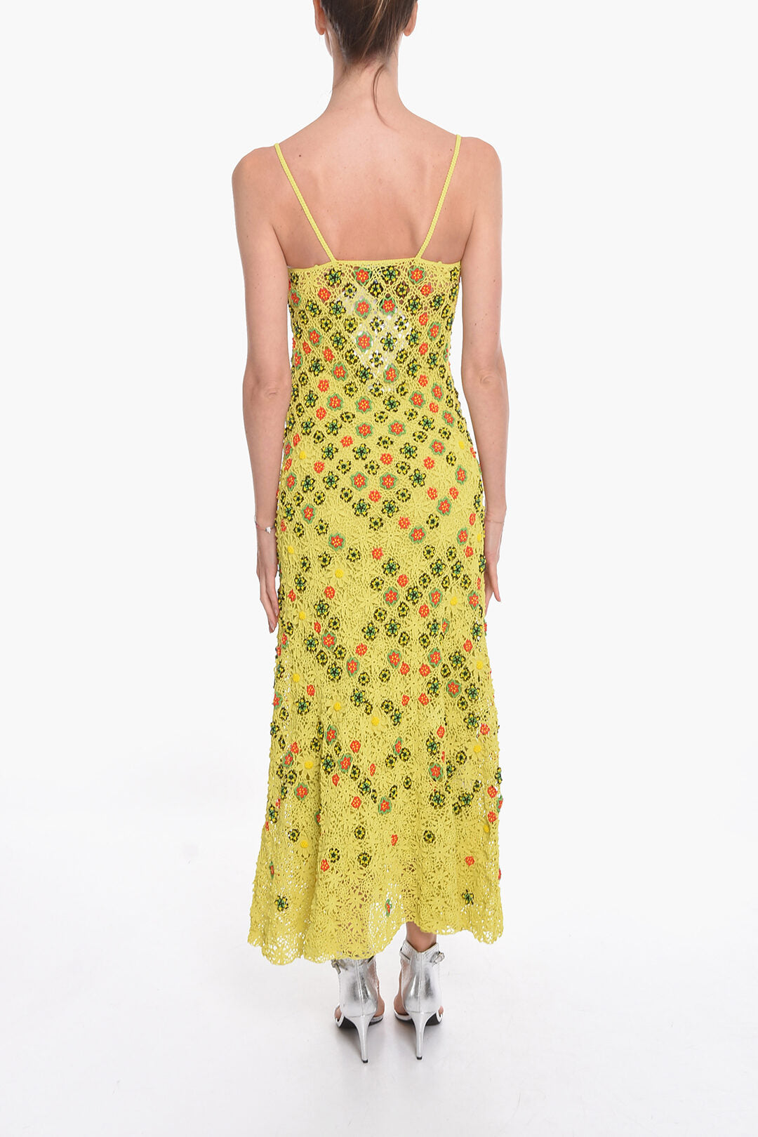 Bottega Veneta 2850~SALON 01 Viscose Crochet Flare Dress with Beaded Floral Motif, view 2
