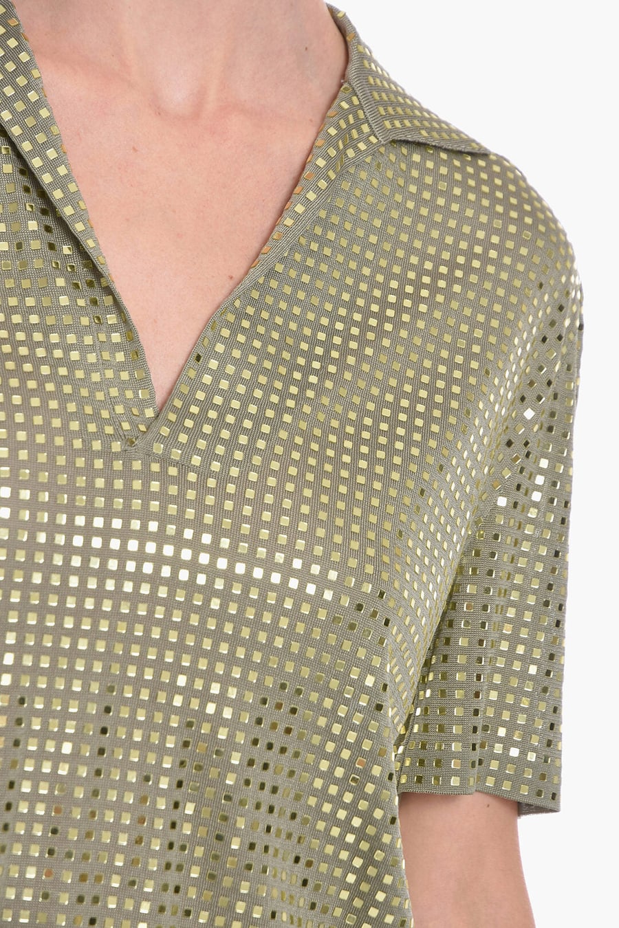 Bottega Veneta 2850~Silk-Knit Midi Dress with Mirrored Studs
